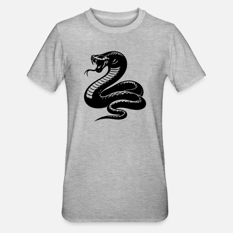 Silhouette du python serpent - T-shirt polycoton Unisexe - gris chiné