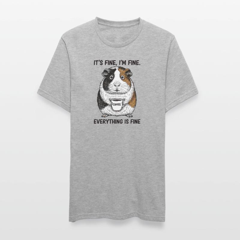 C’est bon, je vais bien café, cochon d’Inde. T-shirt polycoton Unisexe