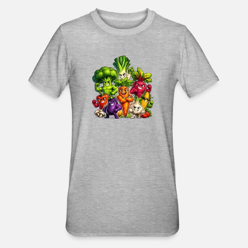 Strong vegetables in a comic look - Unisex Polycotton T-Shirt - heather grey