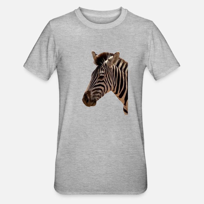 Zebra Kopf  - Unisex Polycotton T-Shirt - Grau meliert