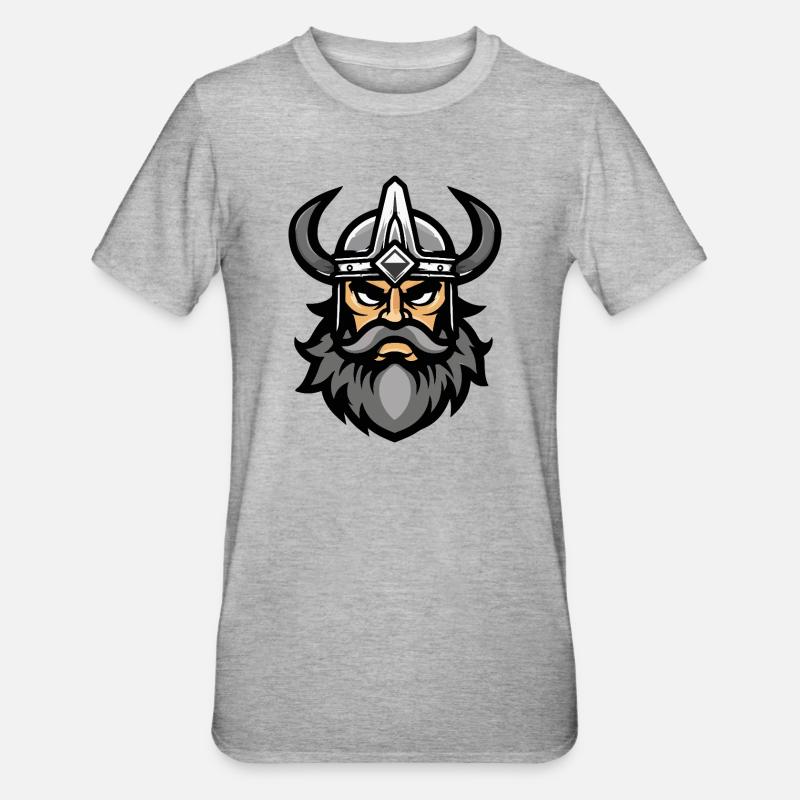 Wikinger Kopf Valhalla - Unisex Polycotton T-Shirt - Grau meliert