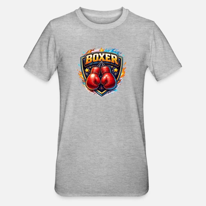 Logo de boxe combative avec gants - T-shirt polycoton Unisexe - gris chiné