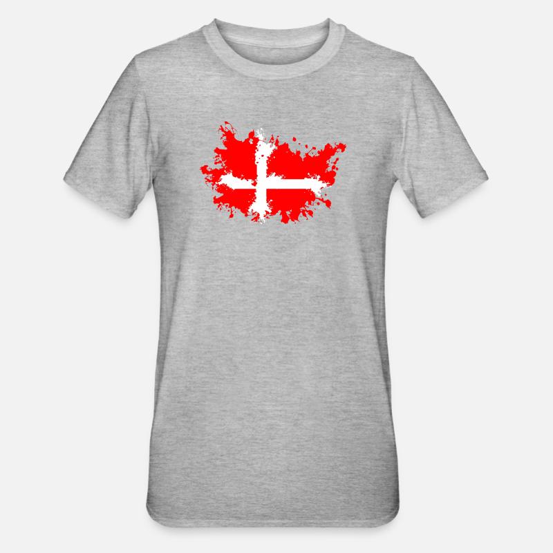 Drapeau éclaboussé du Danemark - T-shirt polycoton Unisexe - gris chiné