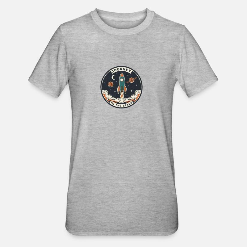 Rocket Journey to the Starry Sky Patch - Unisex Polycotton T-Shirt - heather grey