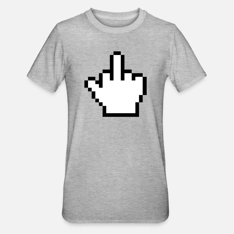 Mouse Hand Middle Finger Mouse Pointer - Unisex Polycotton T-Shirt - heather grey