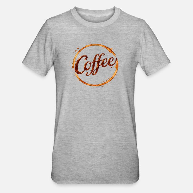 Illustrasjon av kaffekopptrykk - Unisex Polycotton T-skjorte - gråmelert