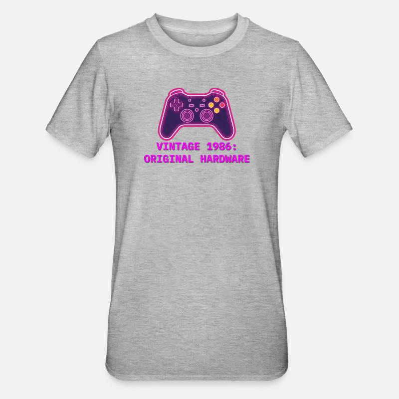 Neon Controller 1986 Retro - 40th Birthday - Unisex Polycotton T-Shirt - heather grey