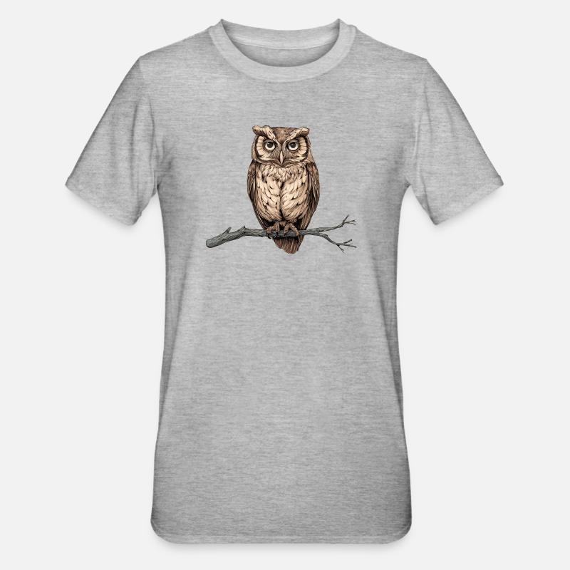 charmante Eule - Unisex Polycotton T-Shirt - Grau meliert