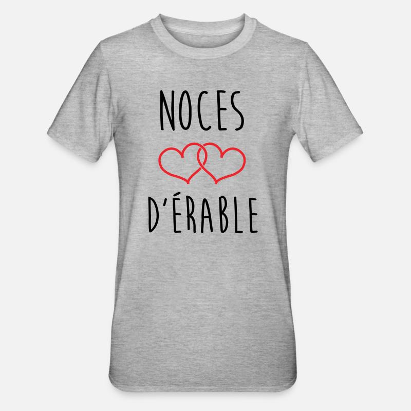 Noces d'Érable 58 ans de mariage - T-shirt polycoton Unisexe - gris chiné