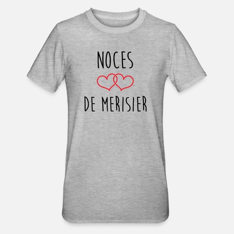 Kirschblütenhochzeit 53 Jahre Ehe - Unisex Polycotton T-Shirt - Grau meliert