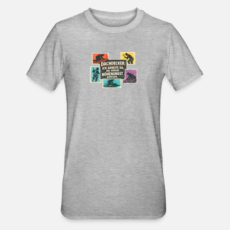 Couvreur parlant de Rétro Collage - T-shirt polycoton Unisexe - gris chiné