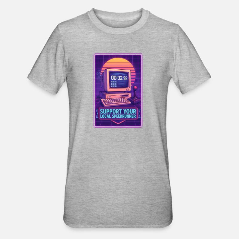 Speedrunner supporten | Retro Gaming Timer - Unisex Polycotton T-Shirt - Grau meliert