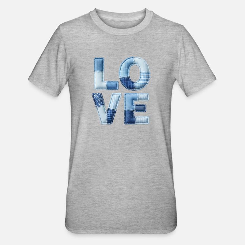 Love Modern Patchwork Art - Unisex Polycotton T-Shirt - heather grey