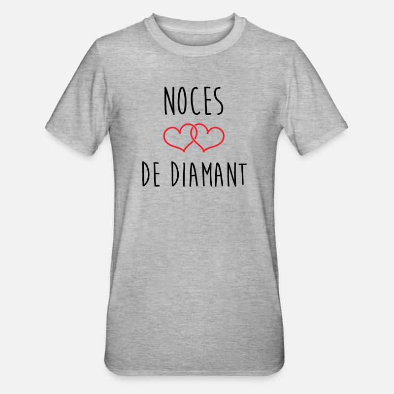 Wedding Anniversary - Diamond Wedding (60 years) - Unisex Polycotton T-Shirt - heather grey