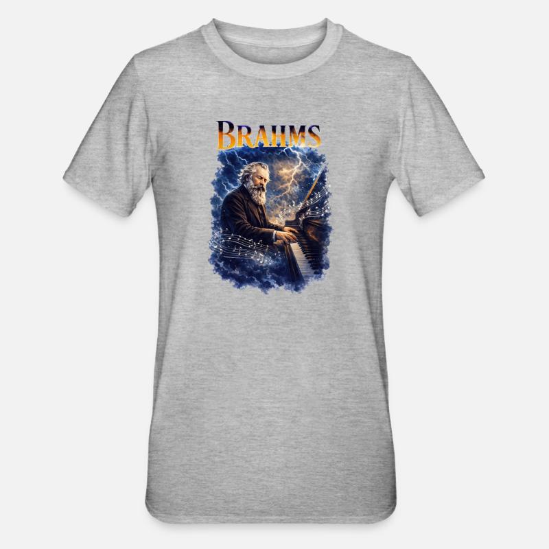 Tempête de piano de Brahms - T-shirt polycoton Unisexe - gris chiné