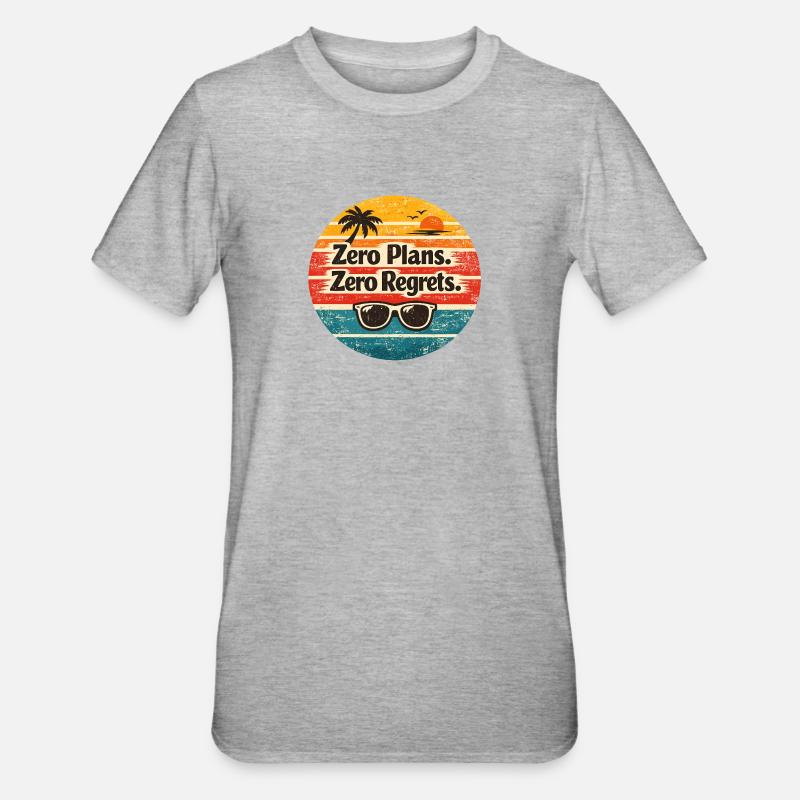 Beach Vibes – Zero Plans Zero Regrets - Unisex Polycotton T-Shirt - heather grey
