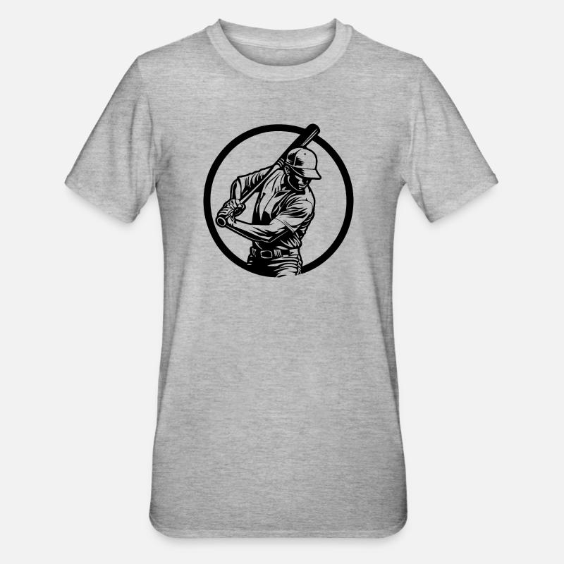 Baseball Man Silhouette - Unisex Polycotton T-Shirt - heather grey