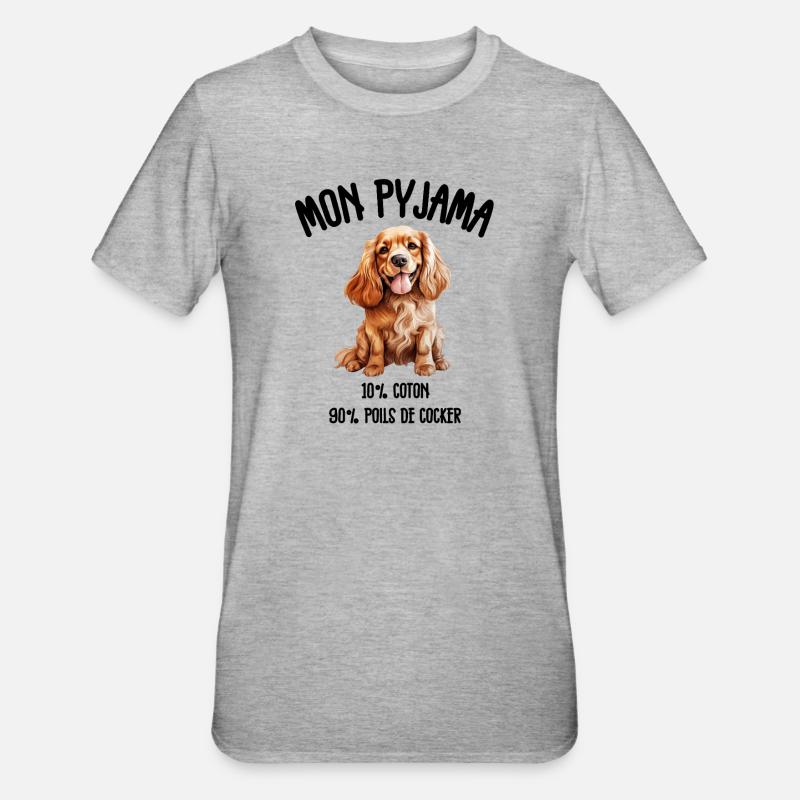 Pyjama Chien Cocker Drôle - T-shirt polycoton Unisexe - gris chiné
