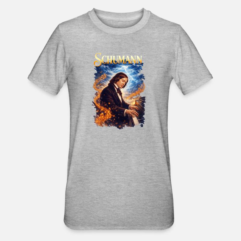 Schumannin pianopalon muotokuva - Unisex polypuuvilla-t-paita - harmaasävyinen