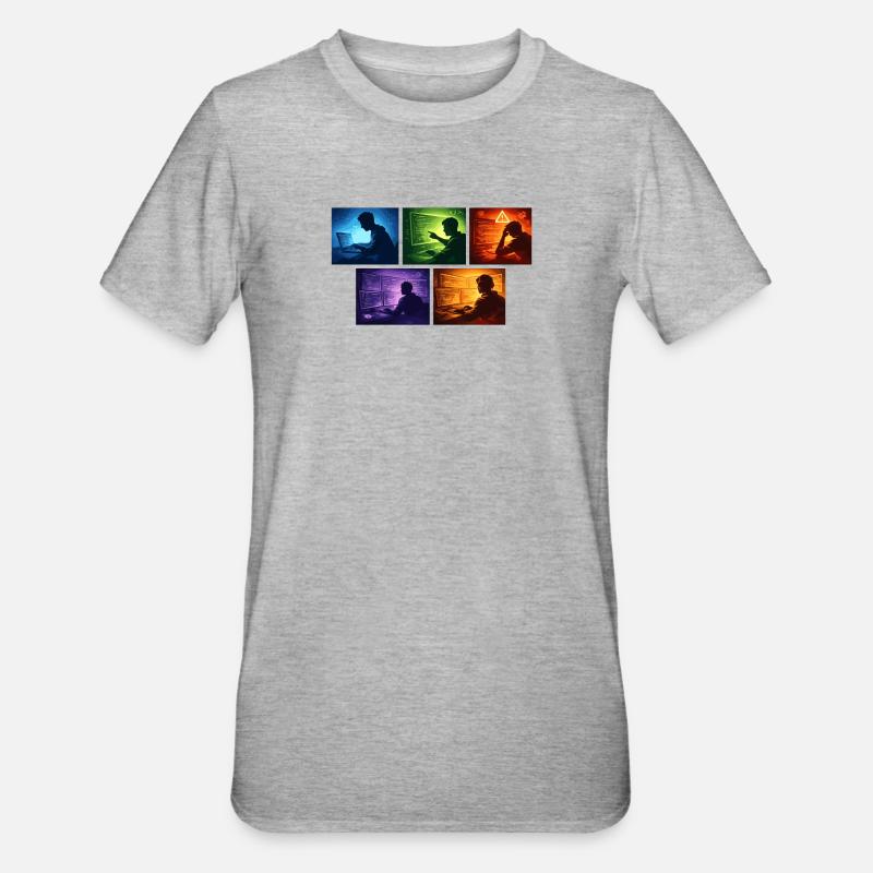 Ombre de code multi-écran - T-shirt polycoton Unisexe - gris chiné
