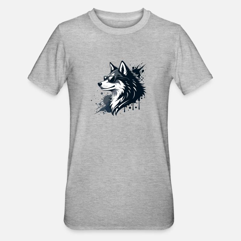 Husky-Chic-Gläser und Spritzer - Unisex Polycotton T-Shirt - Grau meliert