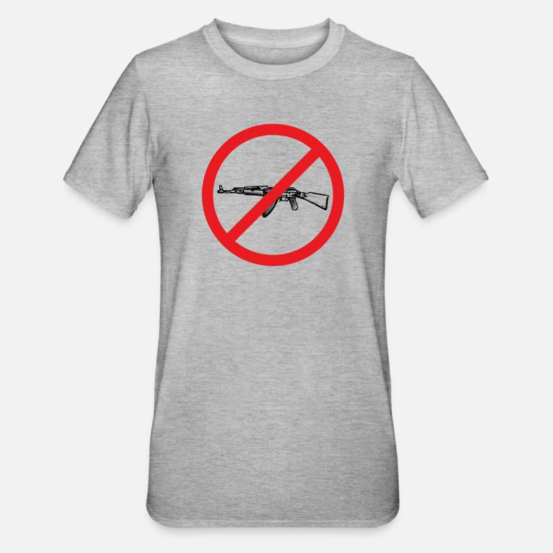Signe de paix d’interdiction d’armes - Illustration - T-shirt polycoton Unisexe - gris chiné