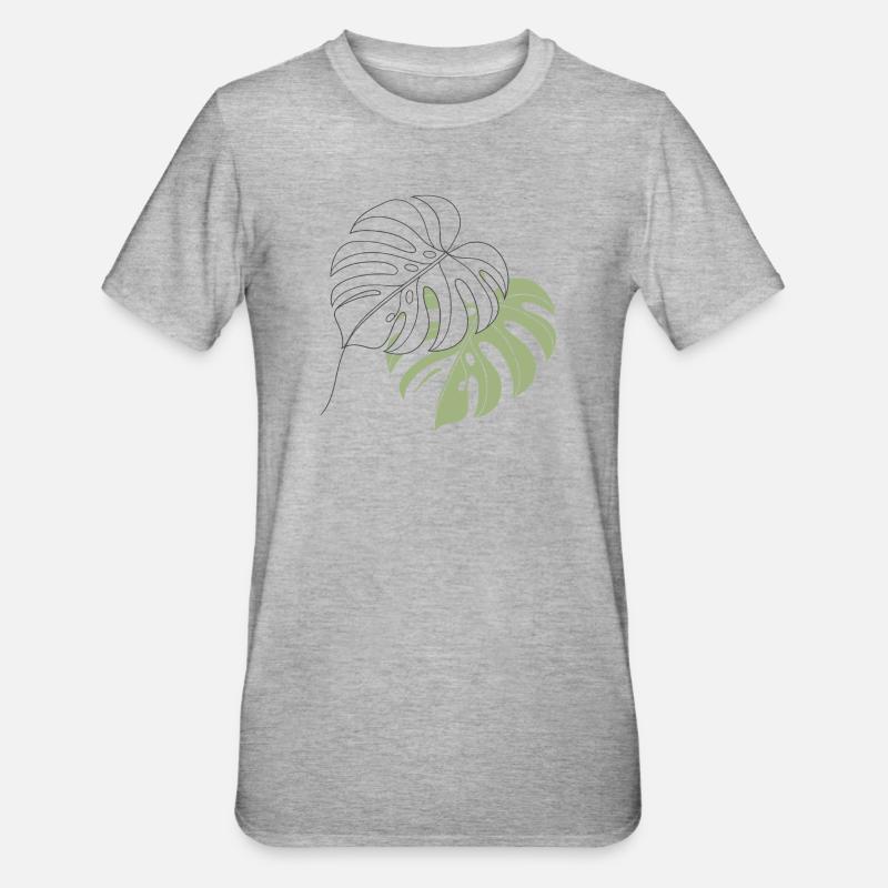Illustration d’illustration de feuilles de Monstera - T-shirt polycoton Unisexe - gris chiné