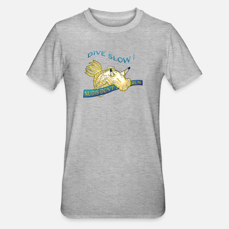 Nudis Don’t Run – Slow Down & Dive - Unisex Polycotton T-Shirt - Grau meliert