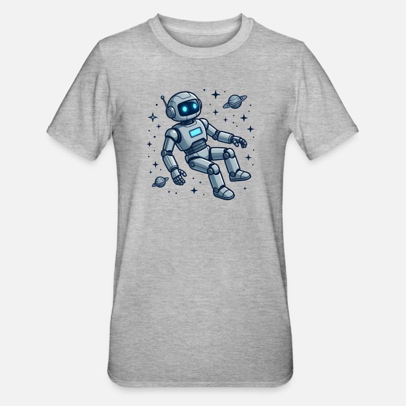 4 Le Robot dans l'espace - T-shirt polycoton Unisexe - gris chiné
