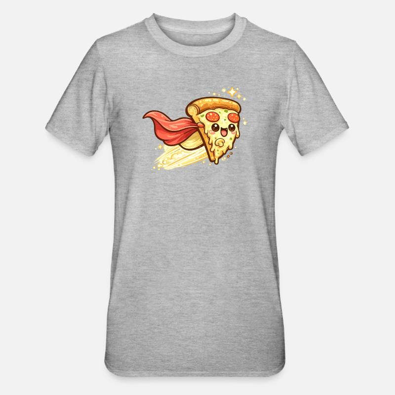 Pizzaheld mit Cape - Unisex Polycotton T-Shirt - Grau meliert