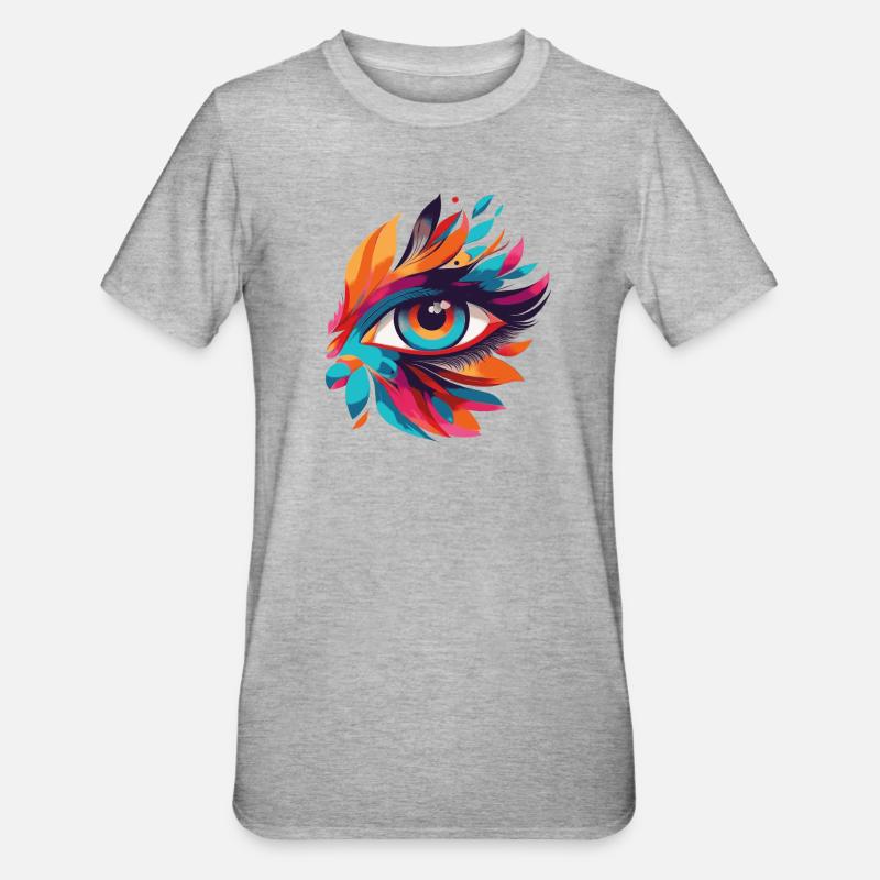 Color Eye Leaf Fire Pattern - Unisex Polycotton T-Shirt - heather grey