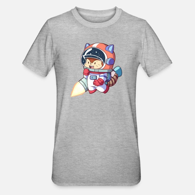 Astronaute chat en combinaison spatiale - T-shirt polycoton Unisexe - gris chiné