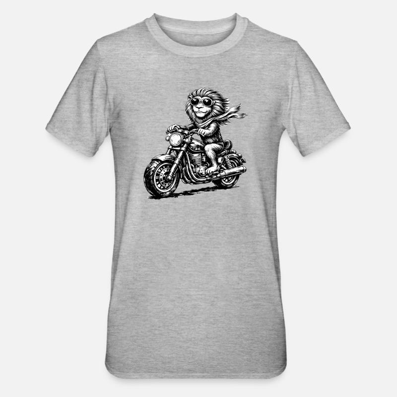 Monkey on Motorcycle Scarf - Unisex Polycotton T-Shirt - heather grey