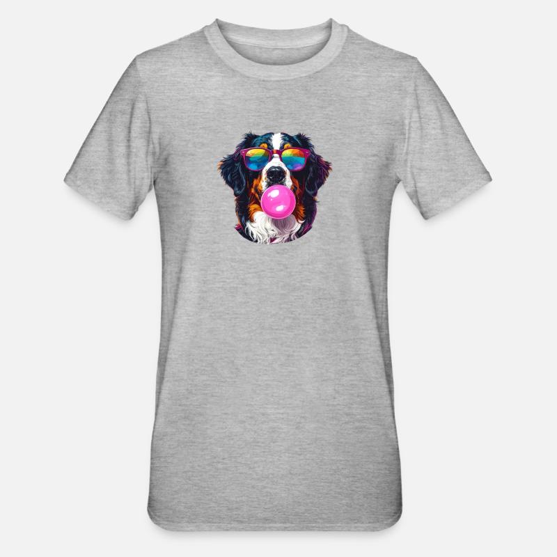 Sennenhun Bernese colorato con occhiali da sole da gomma da masticare - Maglietta unisex, mix cotone e poliestere - grigio melange