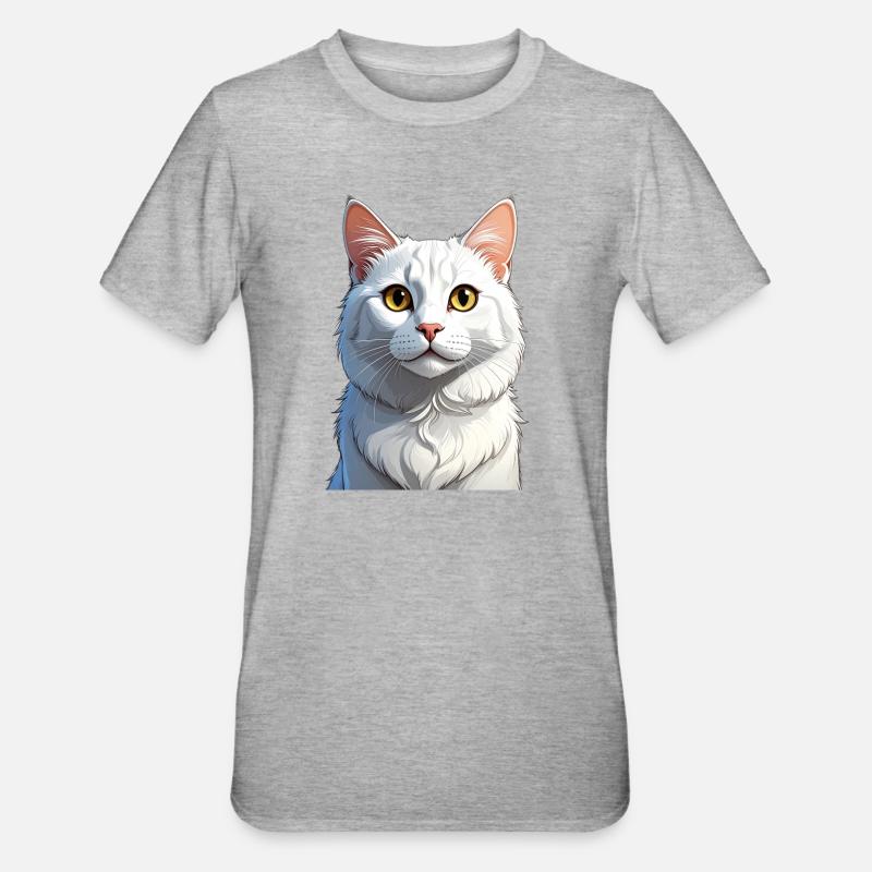 Vit katt - Polycotton-T-shirt unisex - gråmelerad