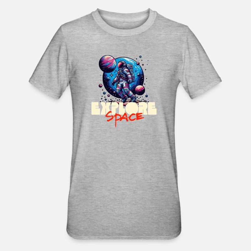 Explore Space Astronaut - Unisex Polycotton T-Shirt - heather grey