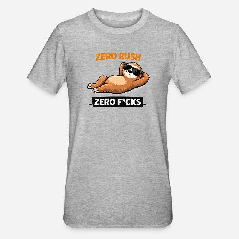 Zero Rush Sloth Chill Slogan - T-shirt polycoton Unisexe - gris chiné
