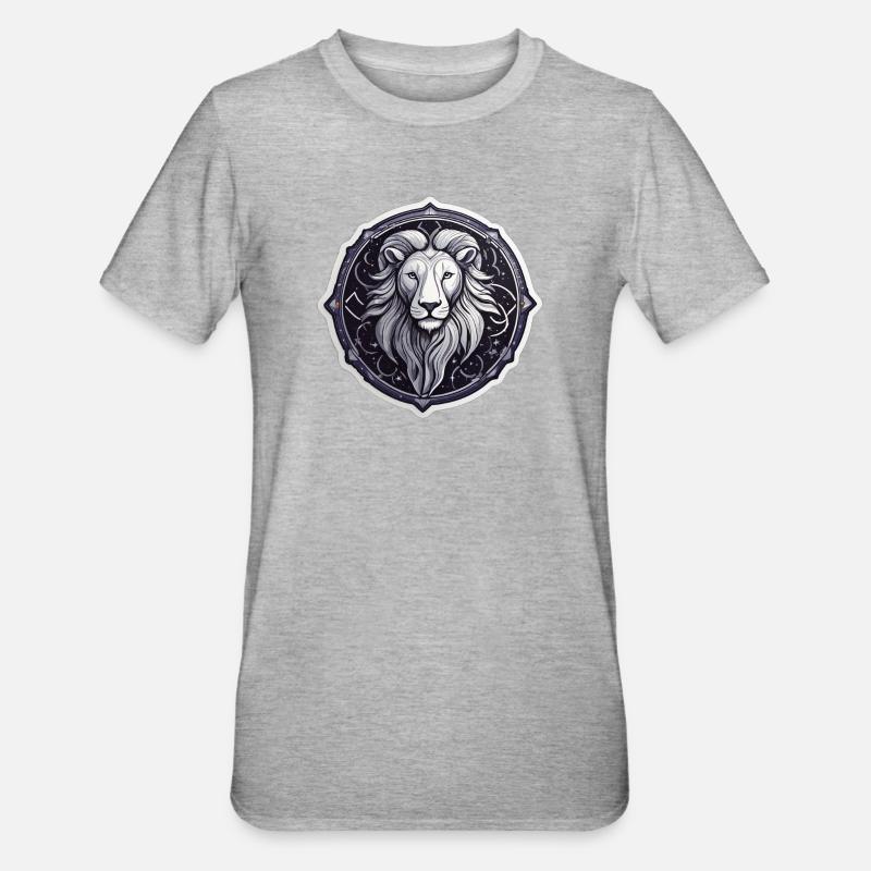 Cosmic Leo Round Astral Pattern - Unisex Polycotton T-Shirt - heather grey