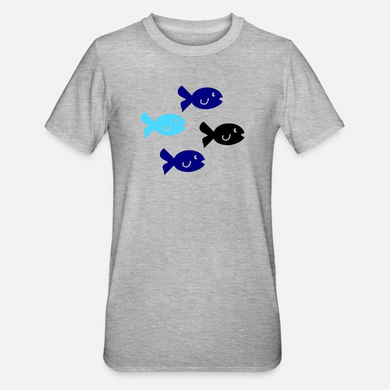 Fiskesilhuett - Unisex Polycotton T-skjorte - gråmelert