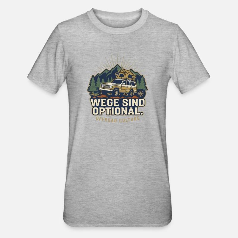 Offroad Spruch - Wege Sind Optional Retro - Unisex Polycotton T-Shirt - Grau meliert