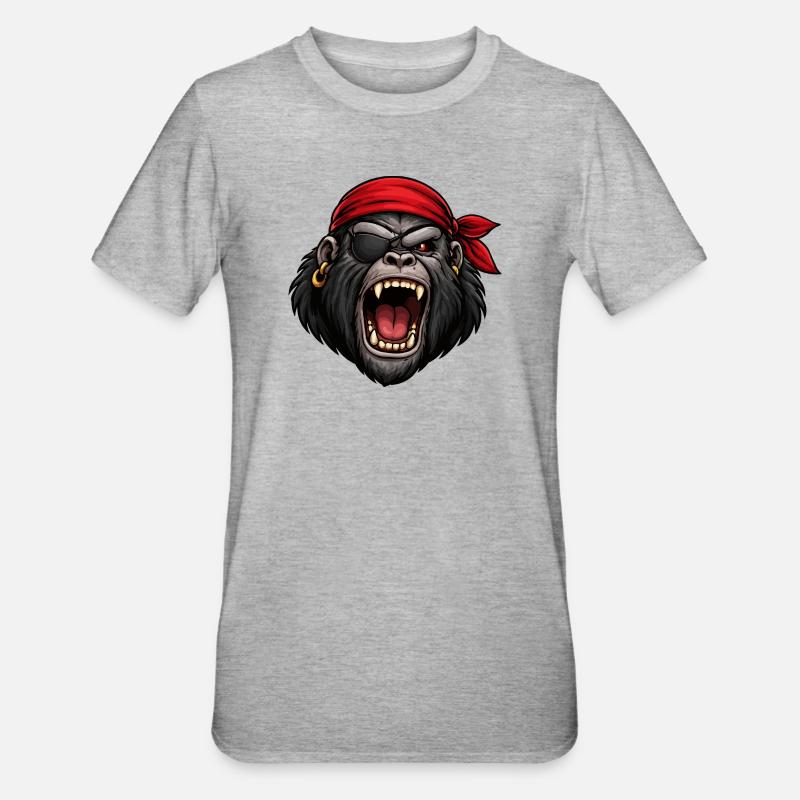Gorille pirate avec cache-œil - T-shirt polycoton Unisexe - gris chiné
