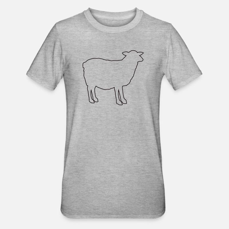 Conception des contours de silhouette mouton - T-shirt polycoton Unisexe - gris chiné