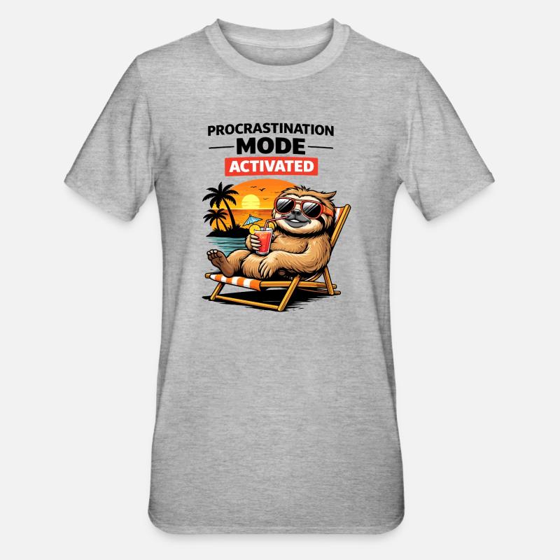 Activé le Sloth Beach Chill - T-shirt polycoton Unisexe - gris chiné