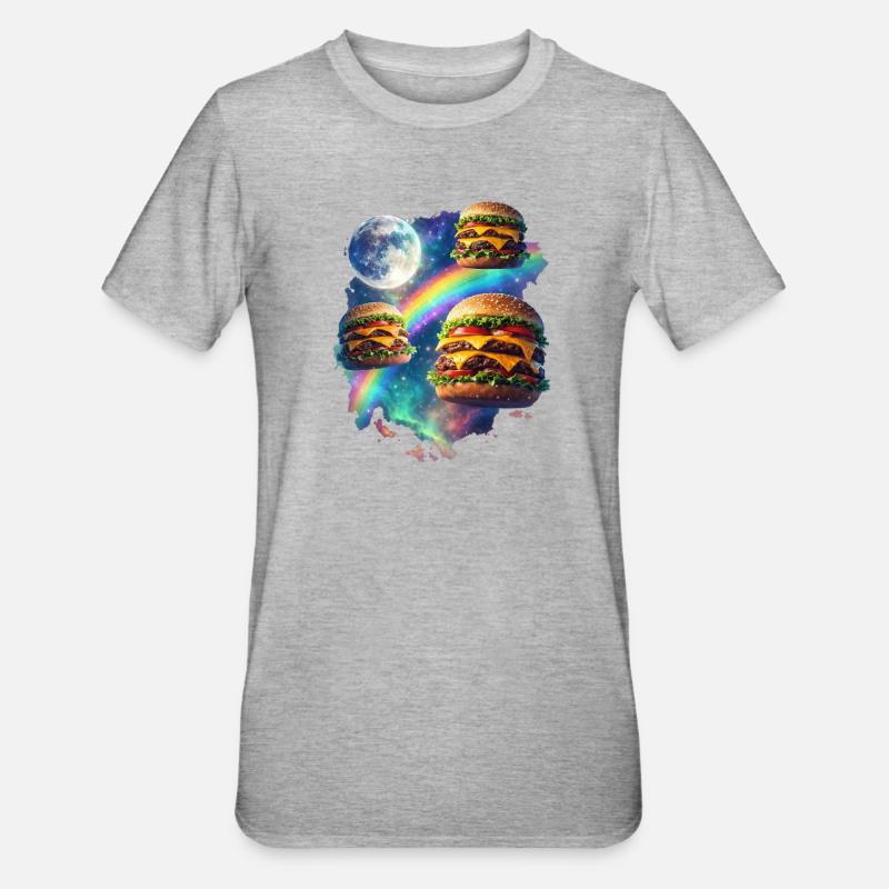 Explosion du Burger Galactique - T-shirt polycoton Unisexe - gris chiné