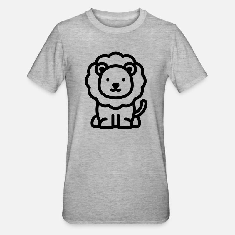 Löwe - Unisex Polycotton T-Shirt - Grau meliert