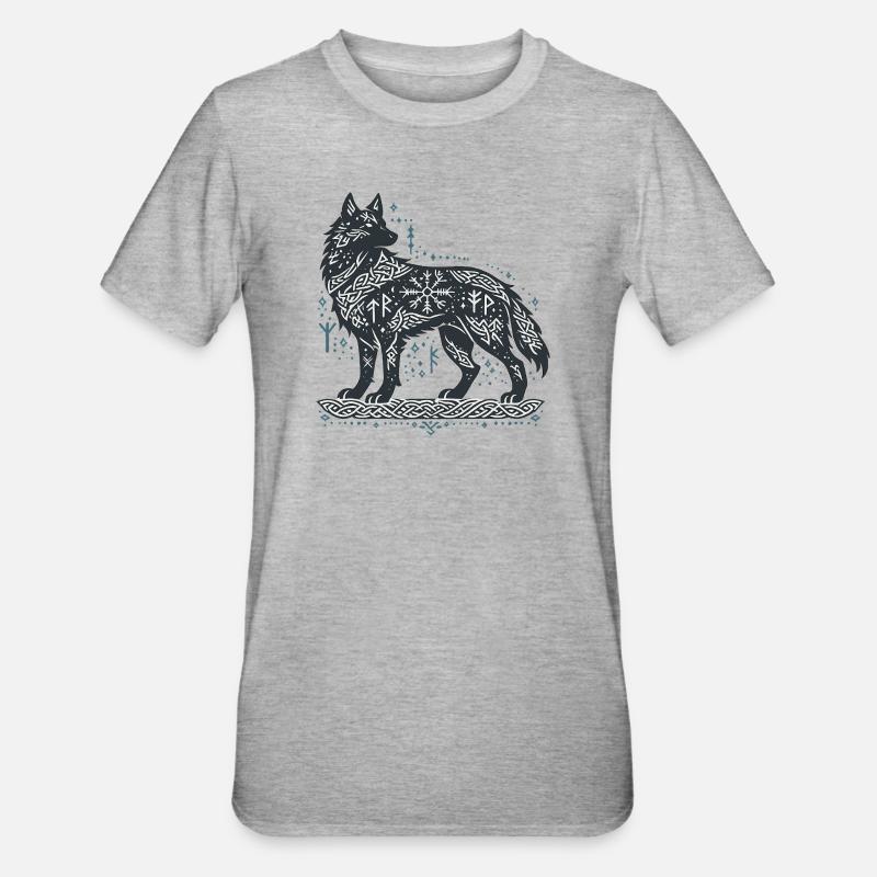 Nordic wolf with knot pattern - Unisex Polycotton T-Shirt - heather grey