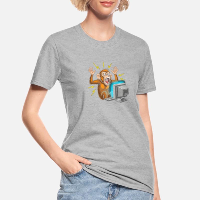 Monkey Computer Outbreak Unisex Polycotton T-Shirt