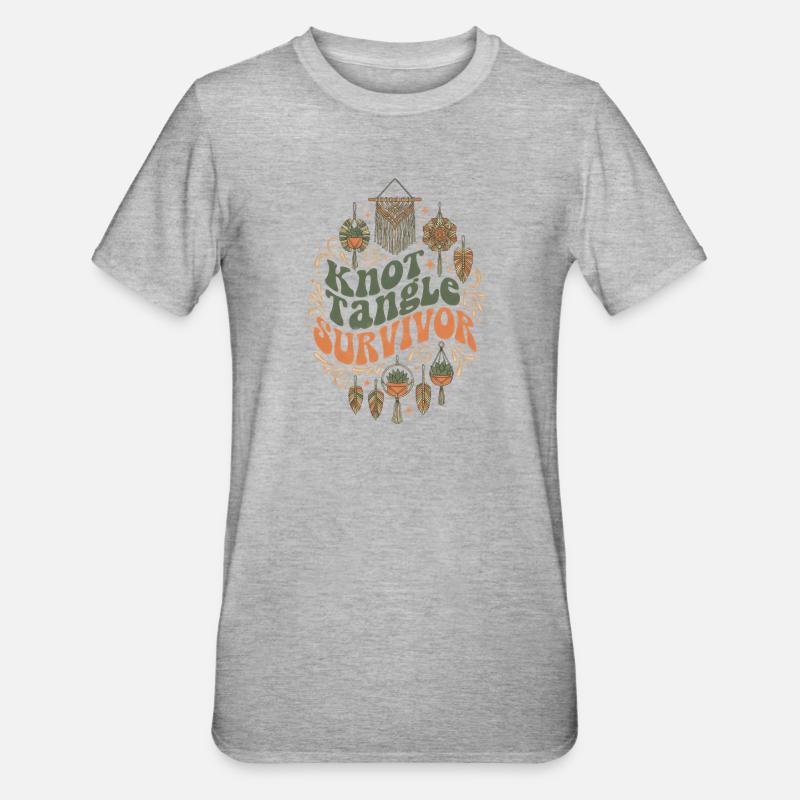 Knotenchaos überlebt | Makramee Boho - Unisex Polycotton T-Shirt - Grau meliert
