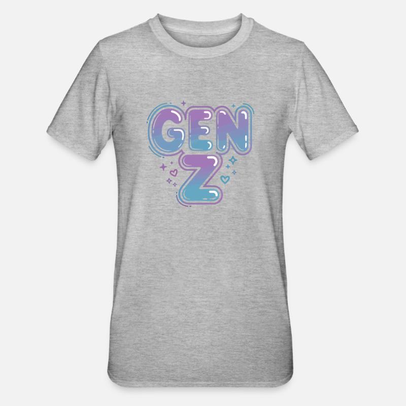 Gen Z Gradient Schrift Design - Unisex Polycotton T-Shirt - Grau meliert