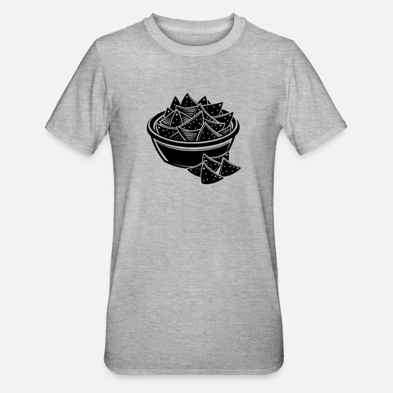 Chips und Dip-Nachos - Unisex Polycotton T-Shirt - Grau meliert